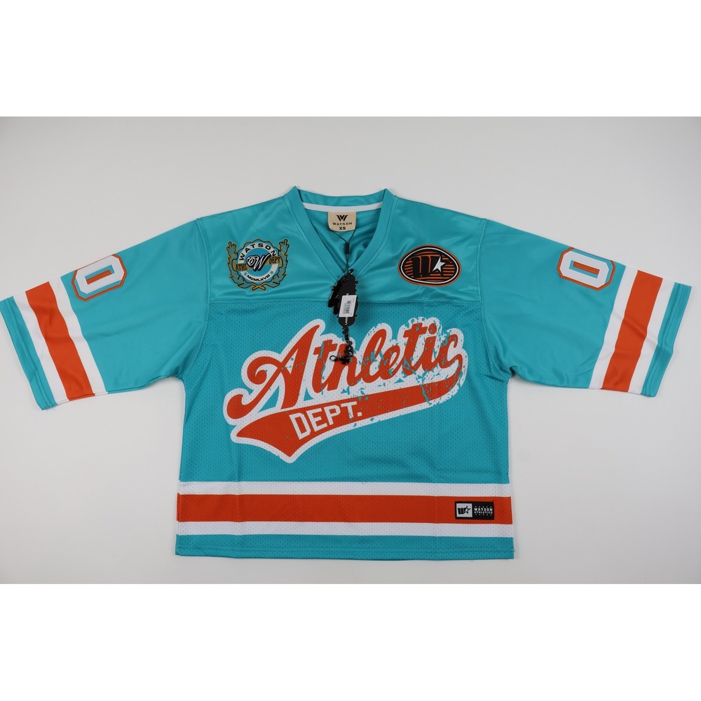 Watson Athletic Dept Jersey Teal Orange Stripe XS NWT MSRP 150